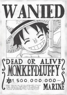 dessin avis de recherche luffy du manga one piece